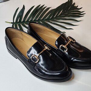 J.Crew Black patent moccasins, size 6.5
